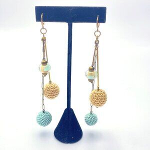 Exqusite beaded earrings from First Nations Artist — Sky blue/creamy gold — NWOT
